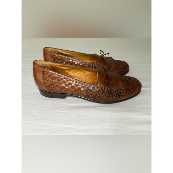 Johnston & Murphy Domani Woven Leather Loafers 10 M Italy
